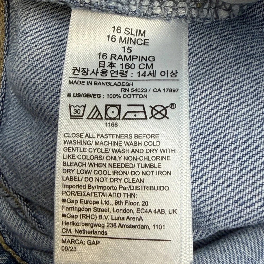 Gap Jeans Girls 16 Slim Low Stride Blue Baggy Distressed Y2K Skater Streetwear